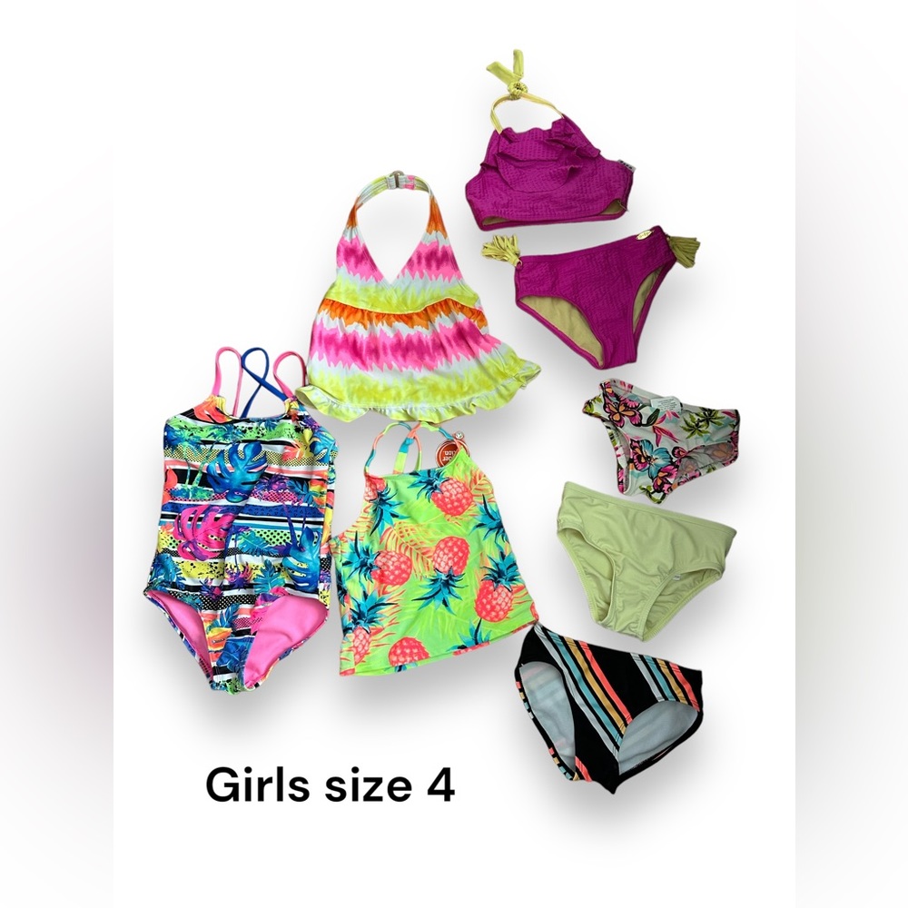 Girls assorted mix match bathing suits. Size 4